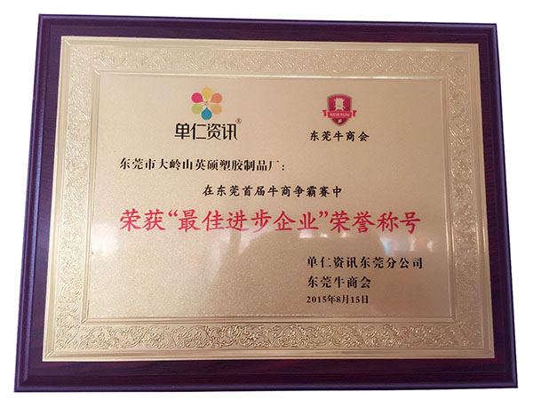 東莞首屆牛商爭霸賽“最佳進(jìn)步企業(yè)”榮譽(yù)稱號